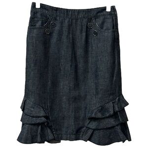 Pilcro And The Letterpress Women’s Denim Ruffle‎ Pencil Skirt Sz 00